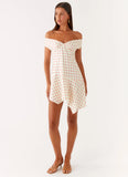 Alma Mini Dress White Red Polka Dot