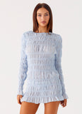 Jasy Long Sleeve Mini Dress Sky Blue