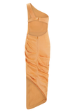 Birgit Linen Midi Dress With Hardware Deep Peach