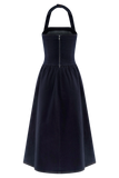 Caroline Denim Halter Midi Dress Indigo Blue