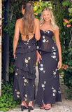 Inara Black Sequin Ruffle Maxi Dress