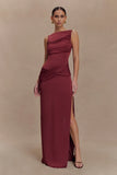 Henley Slinky Drape Maxi Dress Wine