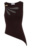 Brock Asymmetrical Neckline Knit Top Dark Chocolate