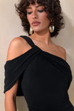 Nala Black Asymmetric Maxi Dress With Split