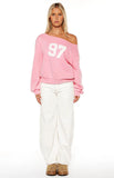 Buffie Pink Wash Off Shoulder Sweater
