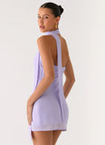 Melisande Scarf Neck Mini Dress Lavender