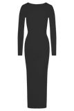 Culver Draped Twist Knit Midi Dress Black