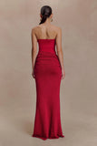 Jasiel Strapless Knit Maxi Dress Red
