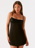 Zion Beaded Micro Mini Dress Black