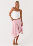 Kia Low Rise Asymmetrical Midi Skirt Vintage Floral