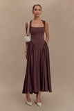 Sharon Scuba Jersey Midi Dress Cacao Brown