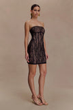Jeannette Panelled Lace Mini Dress Black