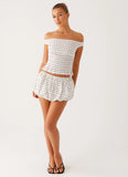 Heather Mini Skort White Black Polka Dot