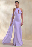 Rhoda Lilac Twist Halter Neck Cape Maxi Dress