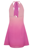 Malakhai Chiffon Halter Mini Dress Ombre Pink