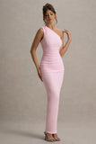 Dalarie Pink One Shoulder Gathered Maxi Dress