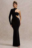 Socialite Black One Sleeve Cut Out Maxi Dress