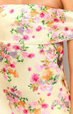 Primrose Yellow Bloom Off the Shoulder Mini Dress