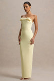 Hallie Lemon Bandeau Maxi Dress With Bow Detail