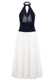 Ashwin Denim Cotton Midi Dress Indigo Blue