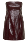Anouk Faux Leather Strapless Mini Dress Merlot