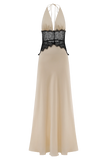 Dinah Lace And Satin Maxi Dress Black Ivory