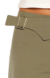 Rewind Green Buckle Detail Straight Leg Pants