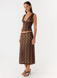 Malachie Lace Midi Skirt Chocolate