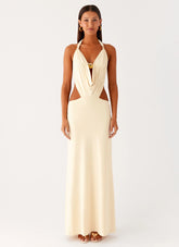Torina Halter Maxi Dress Lemon