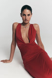 Stella Draped Slinky Maxi Dress Fuchsia Pink