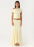 Liana Ruched Maxi Skirt Yellow