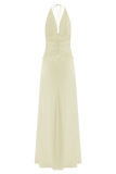 Dinah Lace And Satin Maxi Dress Lemon