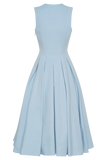 Keely Cotton Sleeveless Midi Dress Sky Blue