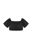 Autumn Off Shoulder Bubble Top Black