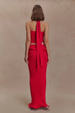 Samira Halter Knit Twist Top Red
