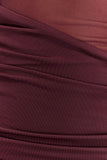 Dallas One Shoulder Mesh Mini Dress Mahogany