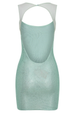 Jasmyn Hot Fix Mini Dress With Mesh Back Mint