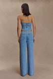 Meadow Denim Corset Halter Top Classic Blue