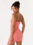 Jiliana Strapless Mini Dress Coral