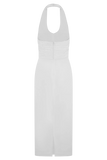 Daniela Ruched Halter Midi Dress White