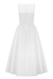 Monika Gathered Waist Cotton Midi Dress White