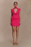 Giulia Chiffon Draped Mini Dress Raspberry