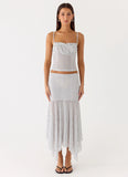 Buffy Maxi Skirt White Polkadot