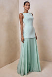 Hadley Sage Boat Neck Maxi Dress With Drop Waist