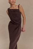 Lorieanne Draped Maxi Dress Dark Chocolate