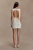 Henley Slinky Drape Mini Dress Ivory