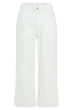 Kaitlyn Cropped Wide Leg Jeans White