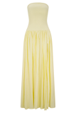 Maureen Cotton Shirring Maxi Dress Lemon
