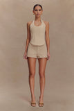 Meadow Denim Corset Halter Top Stone Wash