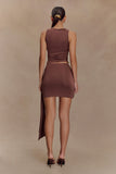 Alicent Slinky Beaded Mini Skirt Chocolate